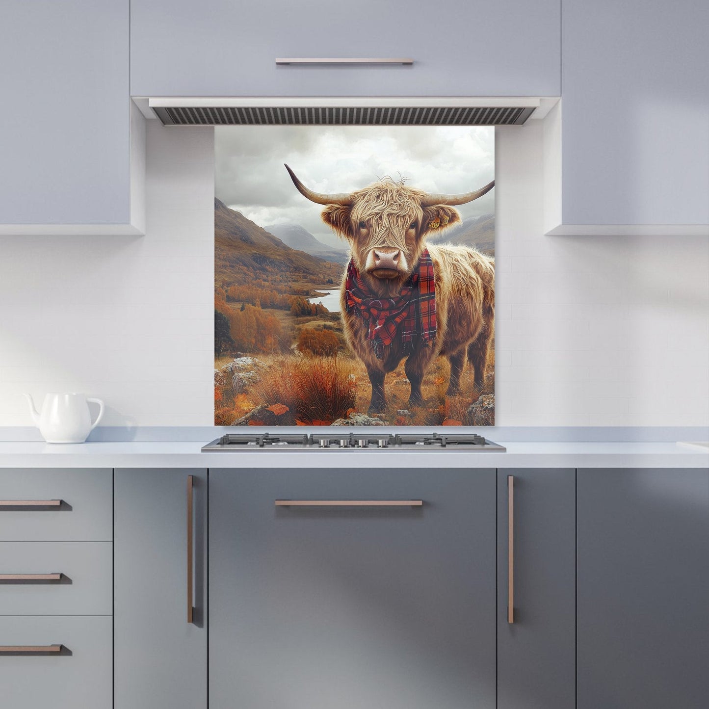 Autumnal Highland Cow Kitchen Splashback