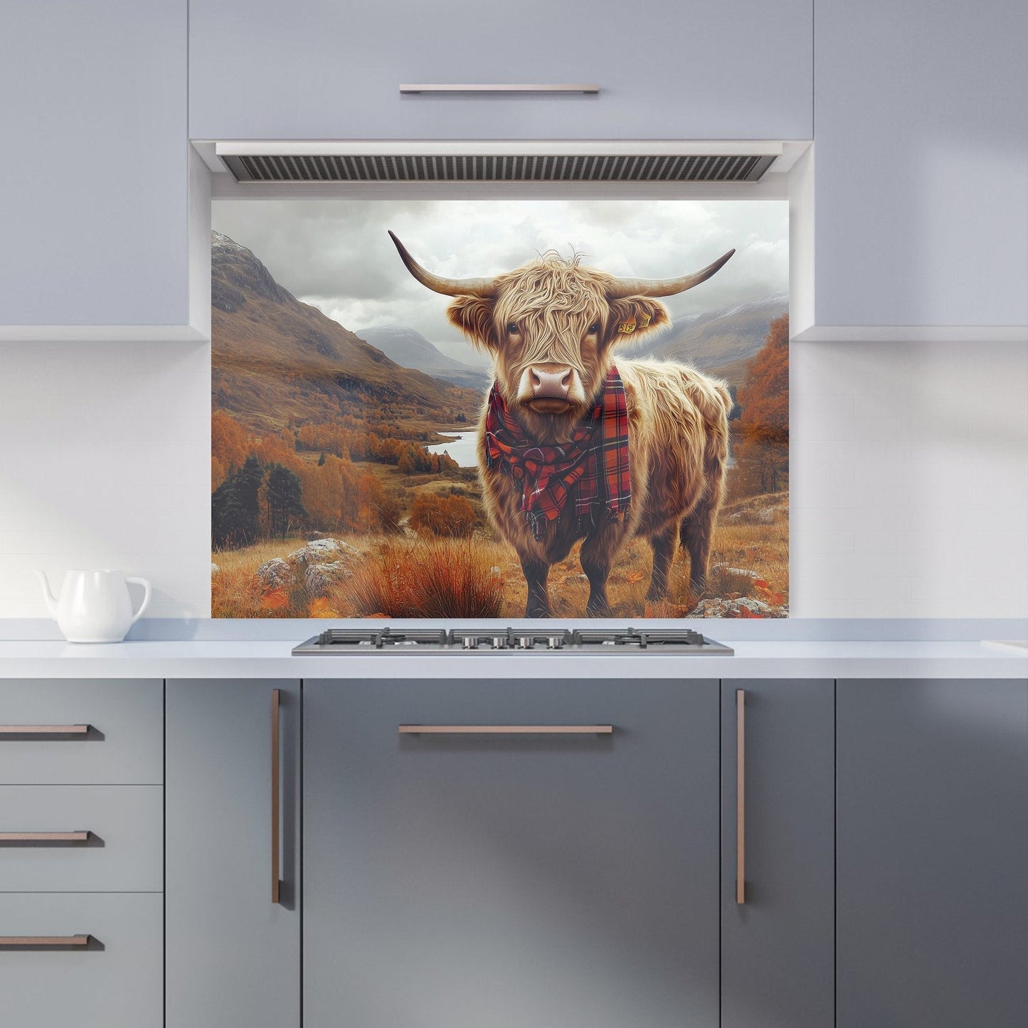 Autumnal Highland Cow Kitchen Splashback