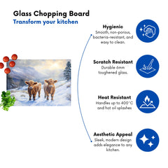 Due Of Baby Highland Cows Glass Chopping Board