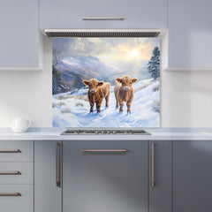 Duo Of Baby Highland Cows Kitchen Splashback