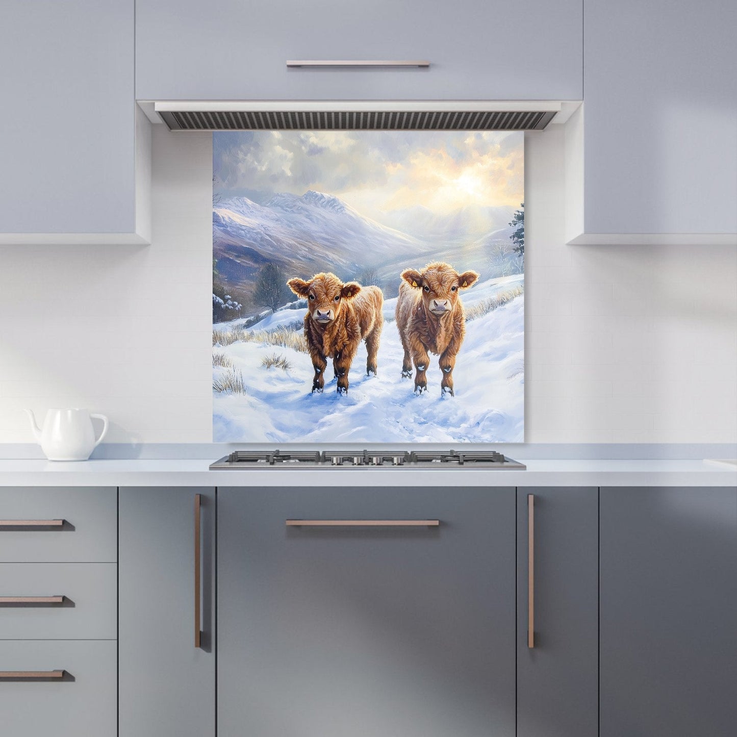 Due Of Baby Highland Cows Kitchen Splashback