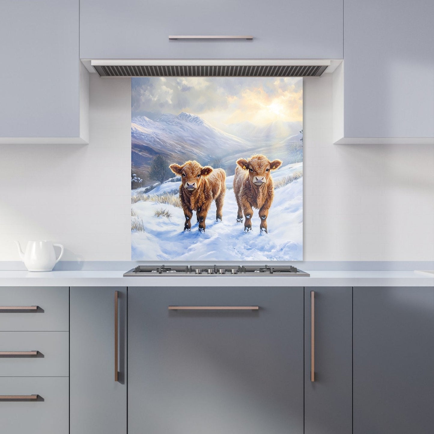 Due Of Baby Highland Cows Kitchen Splashback