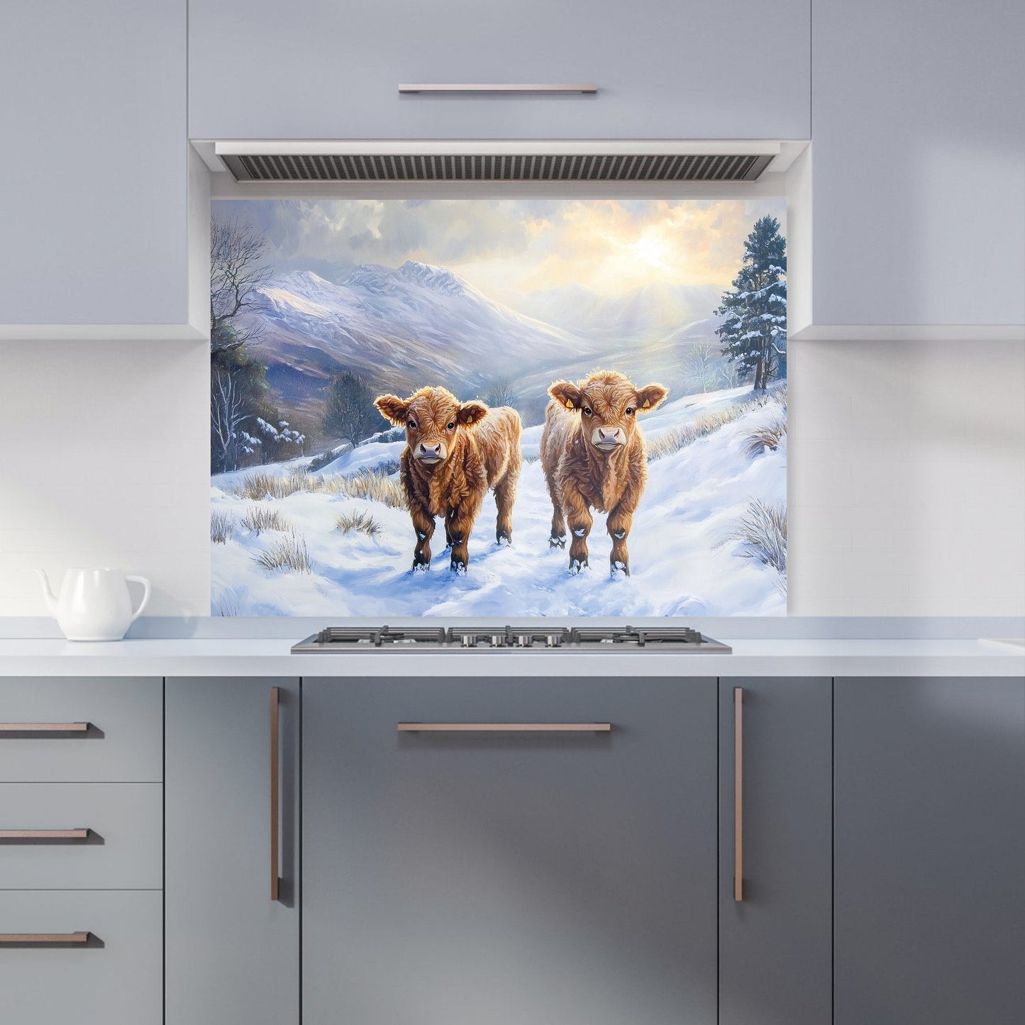 Due Of Baby Highland Cows Kitchen Splashback