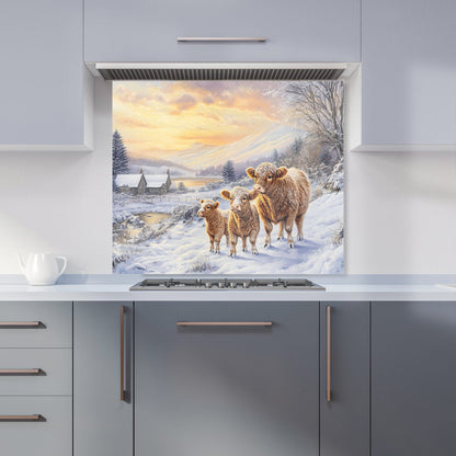 Family Of Highland Cows Kitchen Splashback