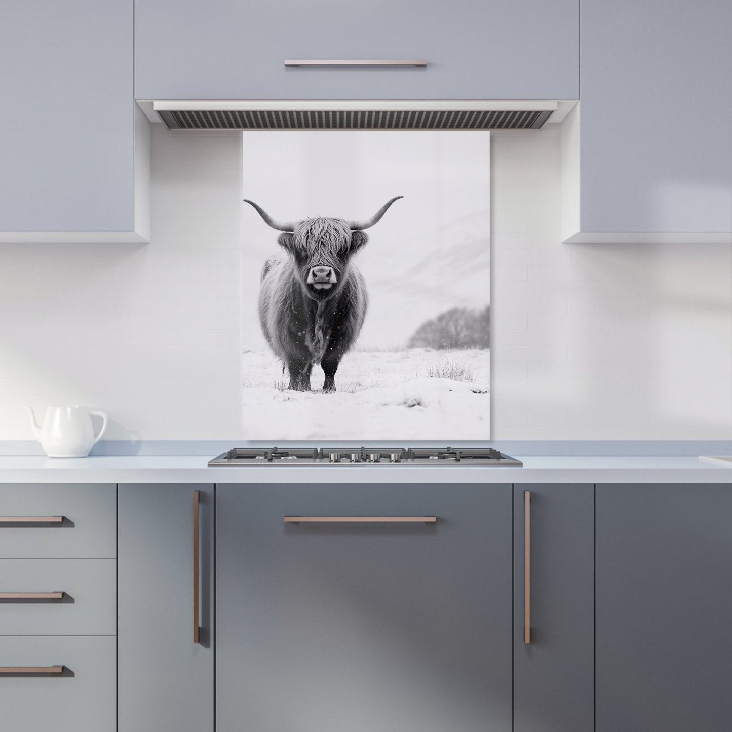 Lone Highland Cow Kitchen Splashback