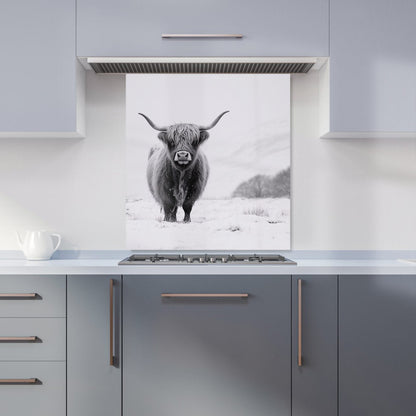 Lone Highland Cow Kitchen Splashback