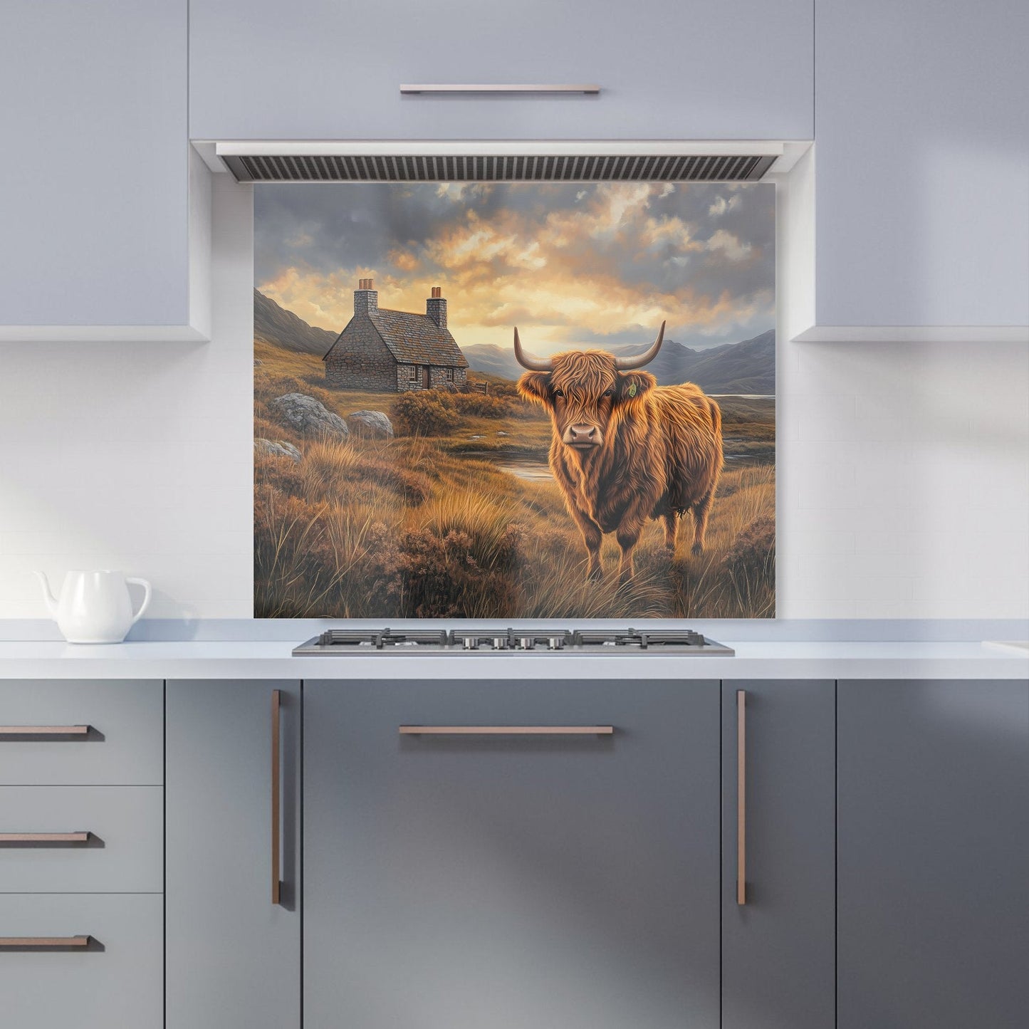 Highland Cow And A Cottage Kitchen Splashback