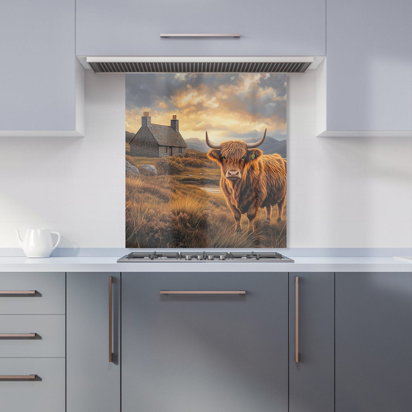 Highland Cow And A Cottage Kitchen Splashback