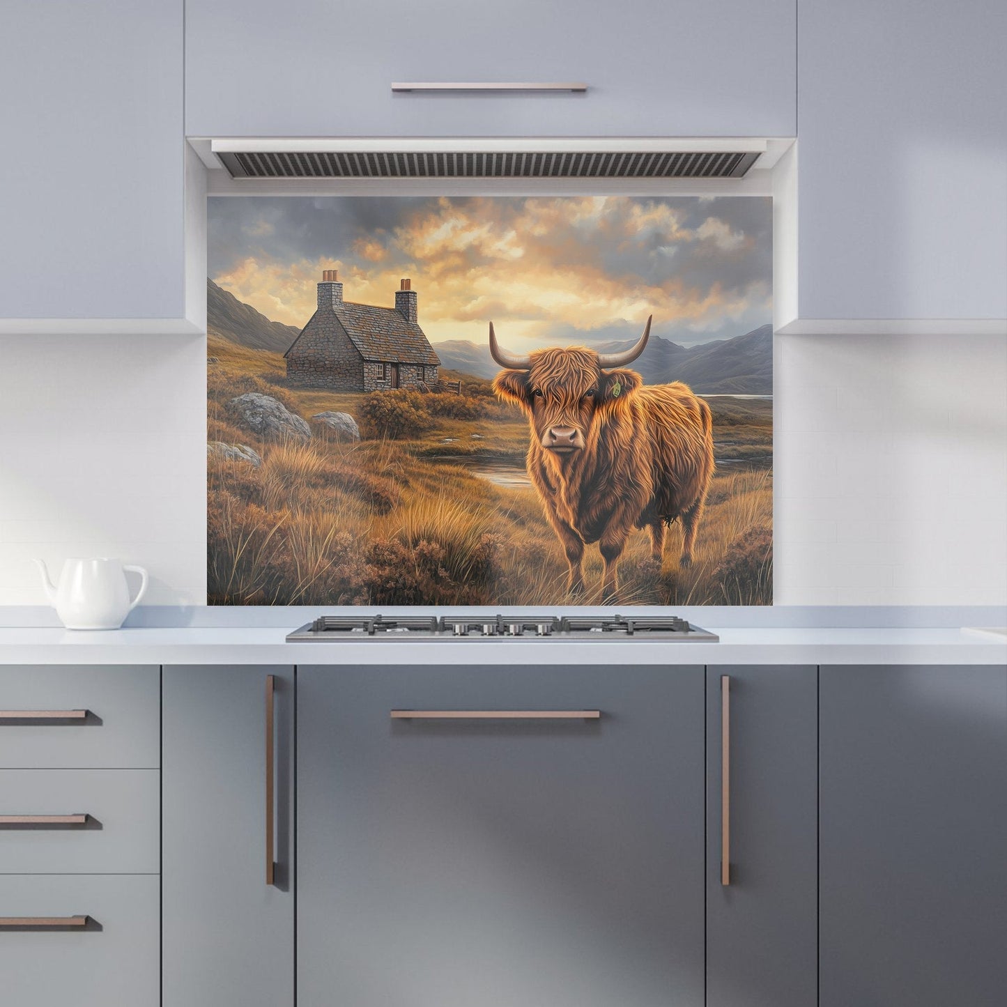 Highland Cow And A Cottage Kitchen Splashback