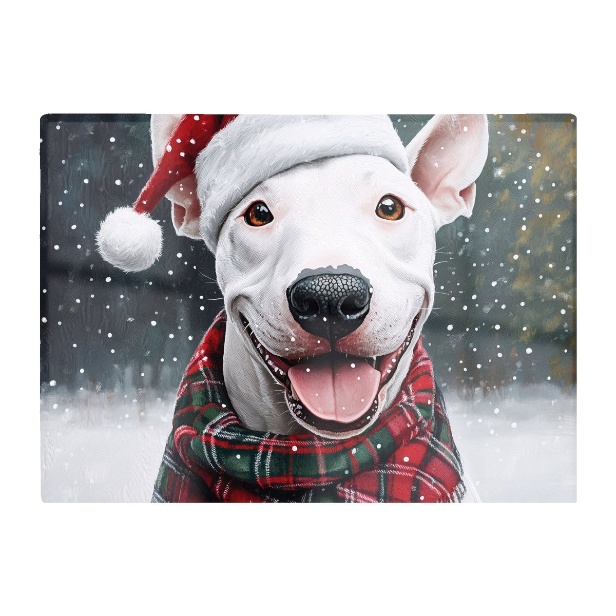 Christmas English Bull Terrier Dog Glass Chopping Board