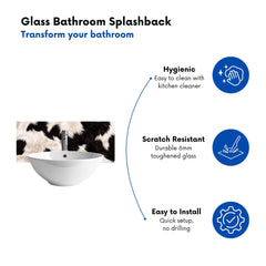 Black And White Cow High Print Glass Bathroom Splashback