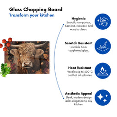 Highland Cow In Autumn Chopping Board