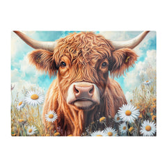 Highland Cow With Daisies Chopping Board