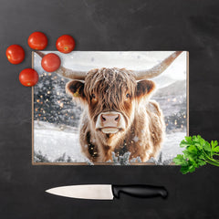 Wintery Highland Cow Chopping Board