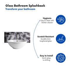 Silver Tabby Cat Print Glass Bathroom Splashback