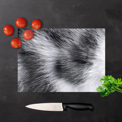 Silver Tabby Cat Fur Print Chopping Board