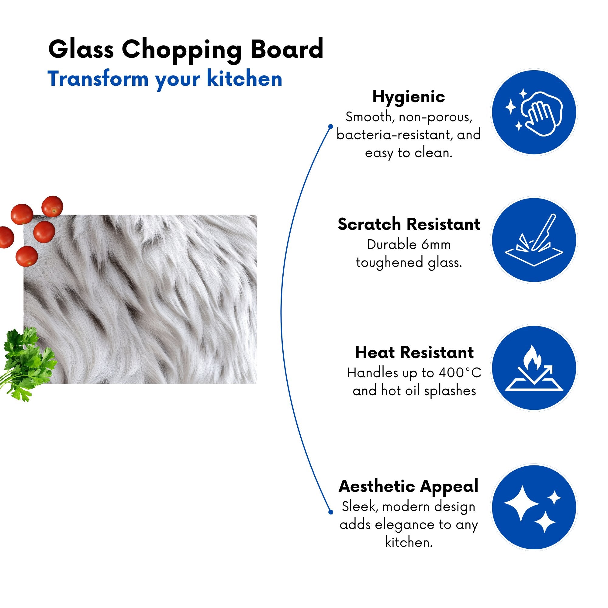 White Tiger Fur Design Chopping Board