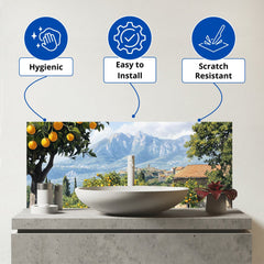 Lemon Trees In Sorrento Glass Bathroom Splashback