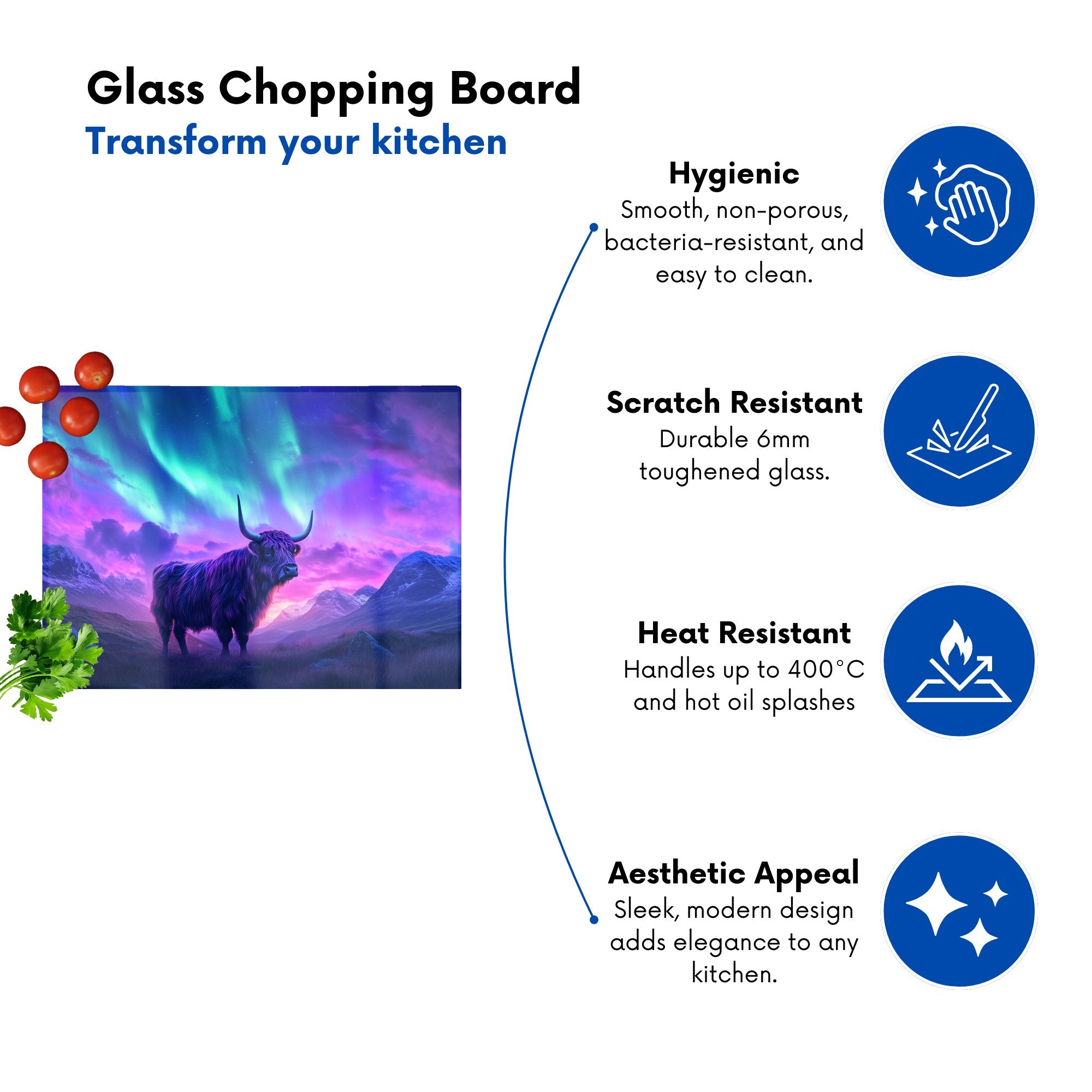 Northern Lights With A Highland Scene Chopping Board