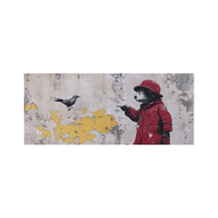 Banksy Inspired Bear Glass Bathroom Splashback