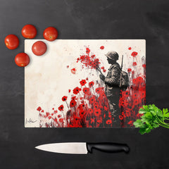 Banksy |Nspired Soldier And Poppies Chopping Board