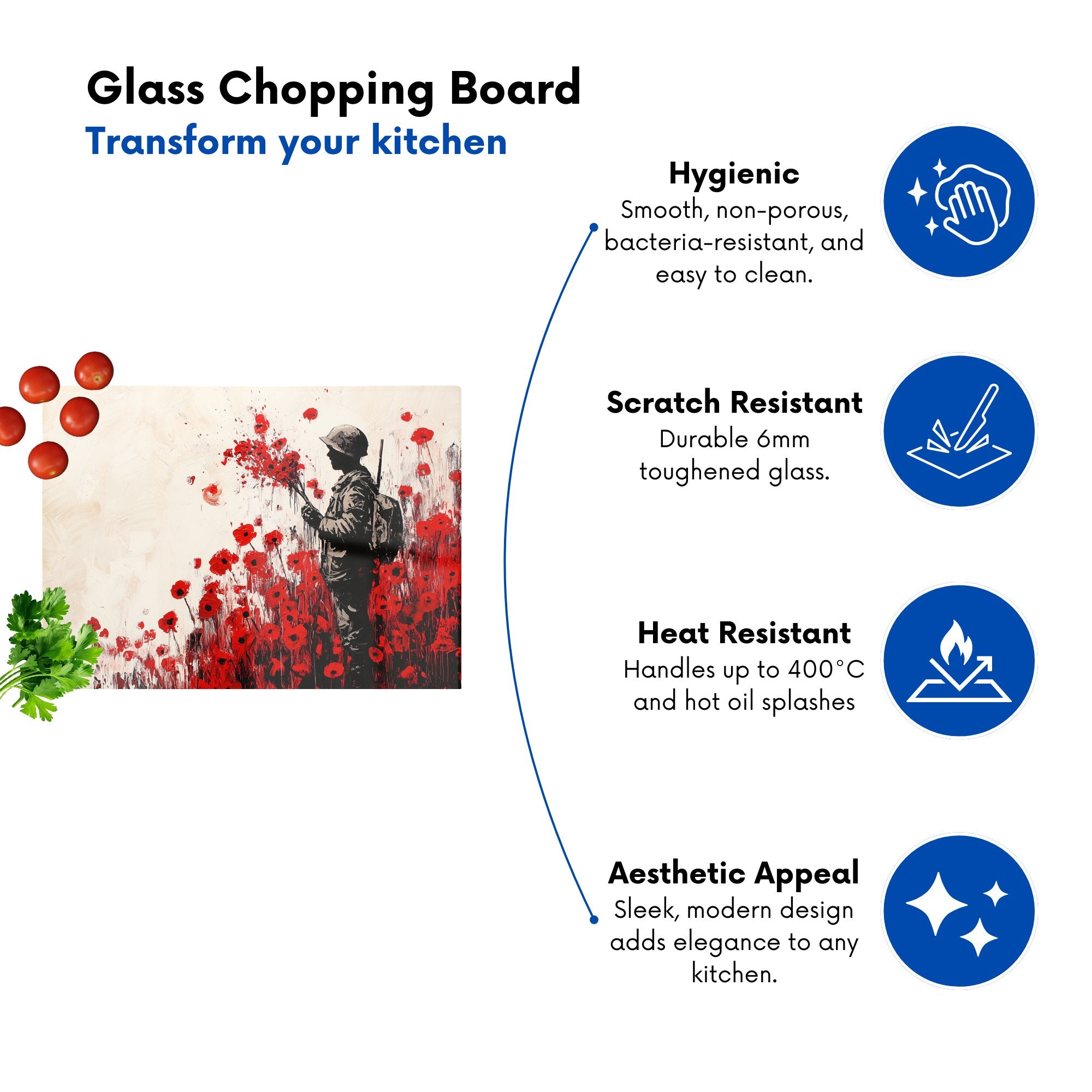 Banksy |Nspired Soldier And Poppies Chopping Board