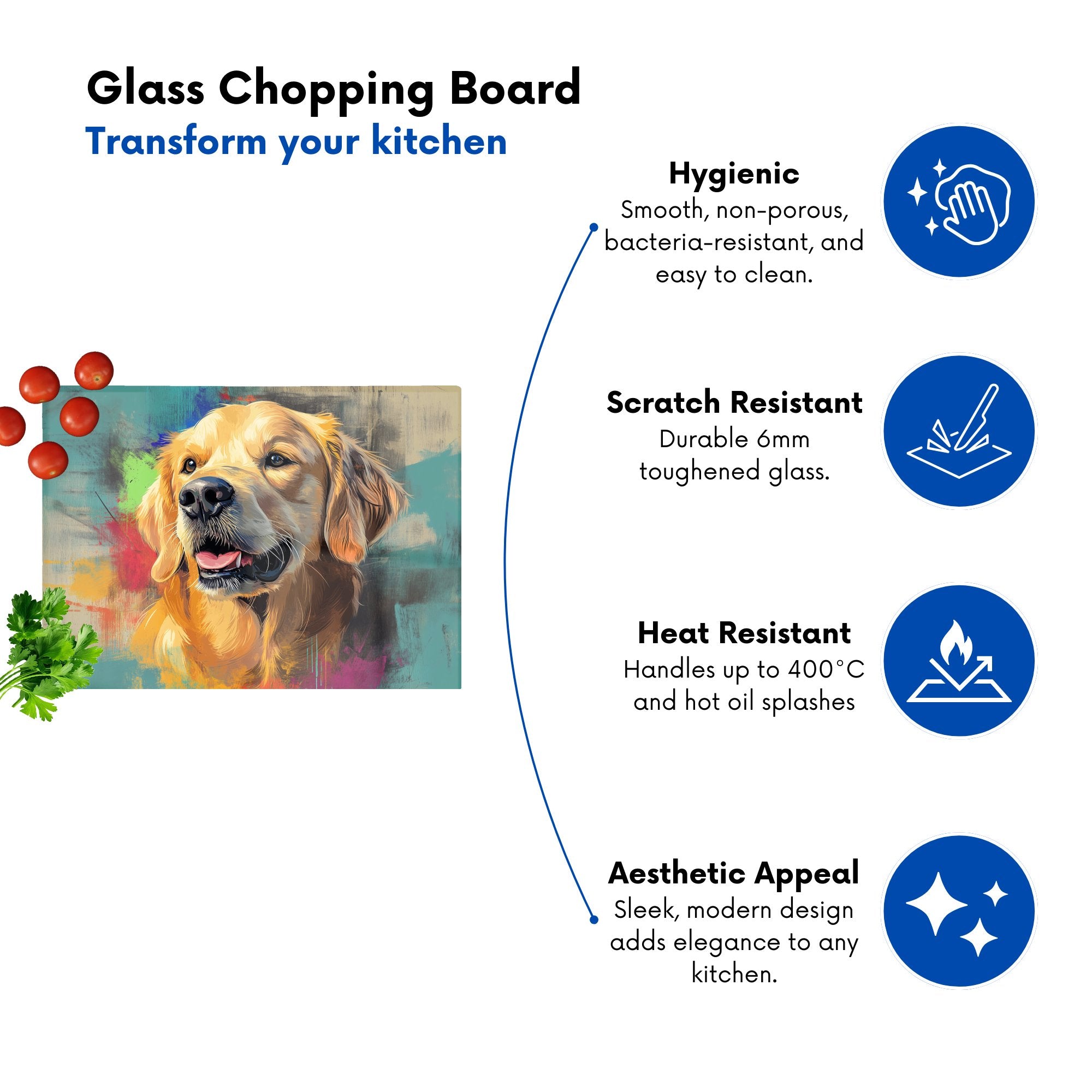 Banksy Inspired Golden Retriever Chopping Board