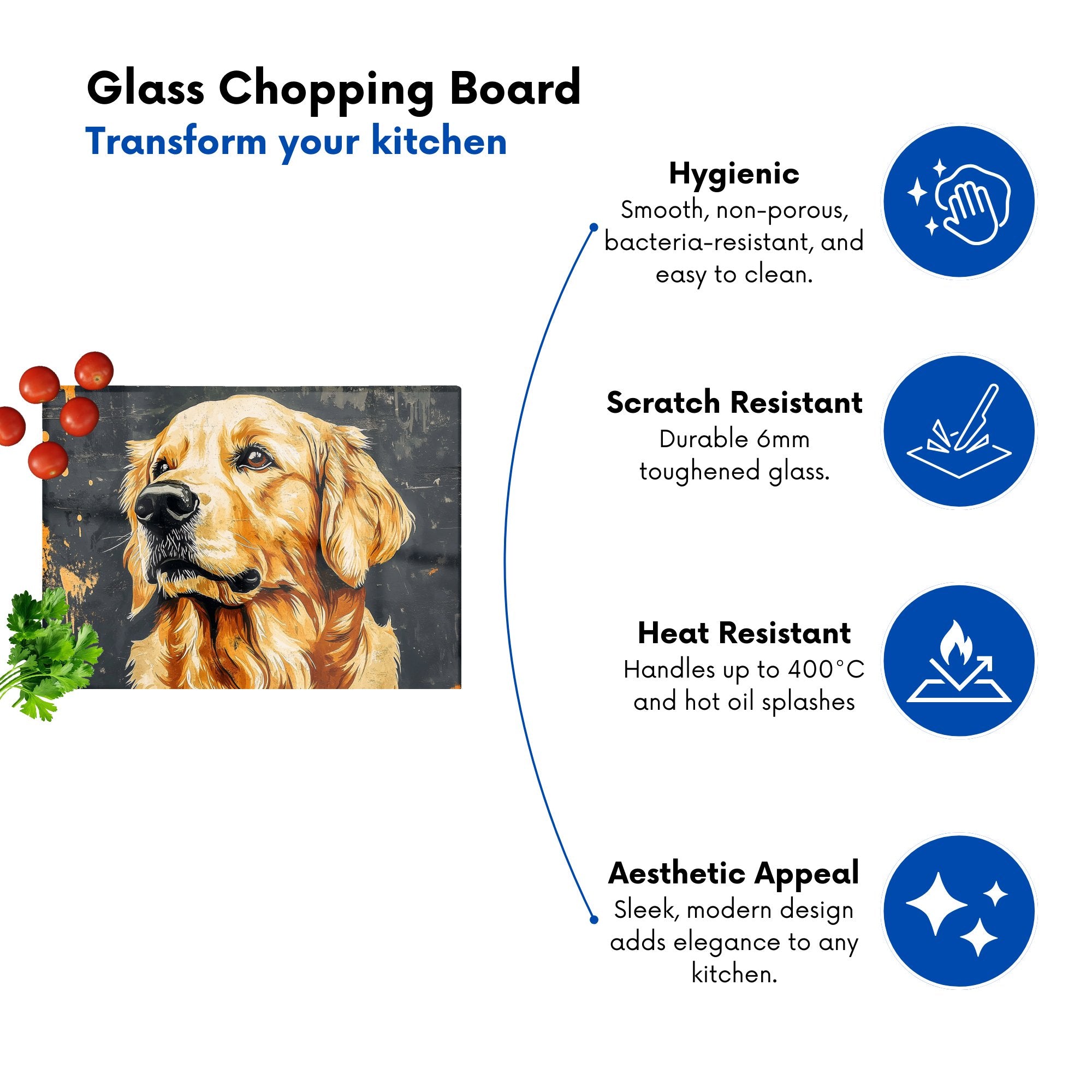 Banksy Inspired Thoughtful Golden Retriever Chopping Board