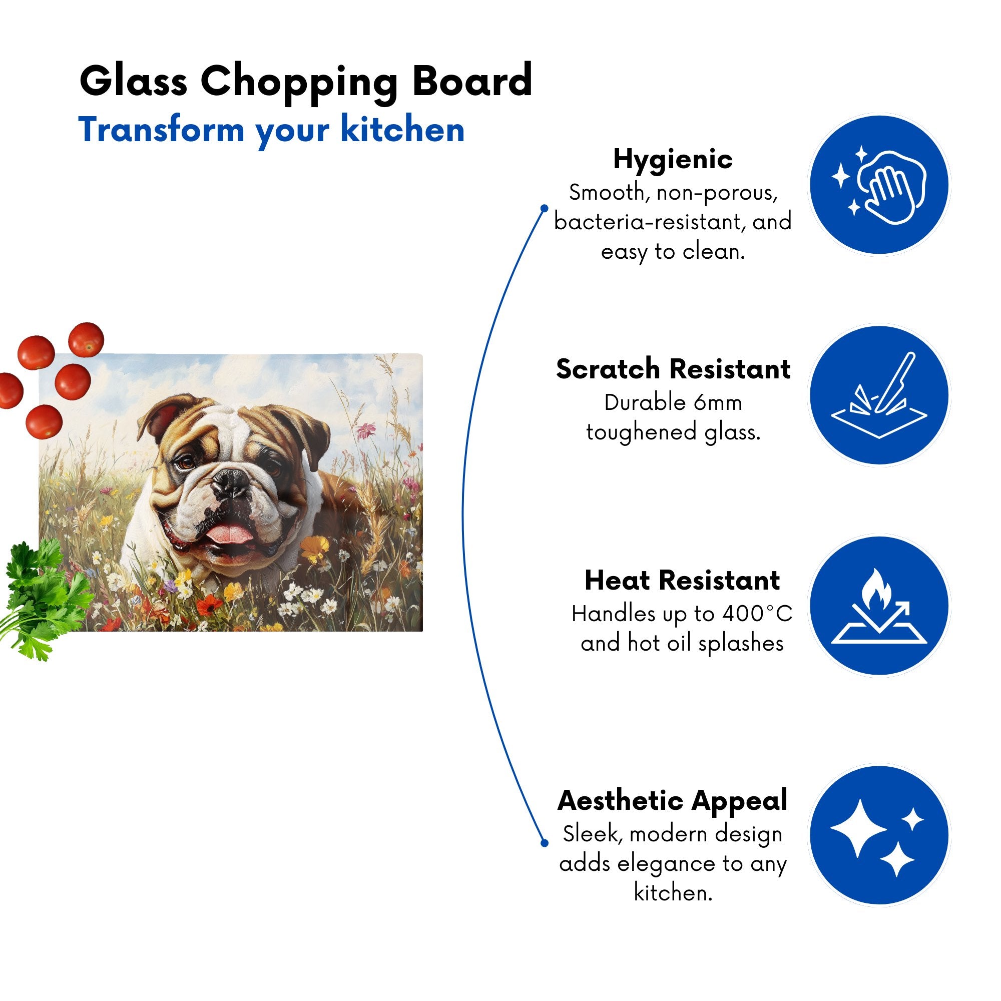 Bulldog In The Summer Meadow Chopping Board
