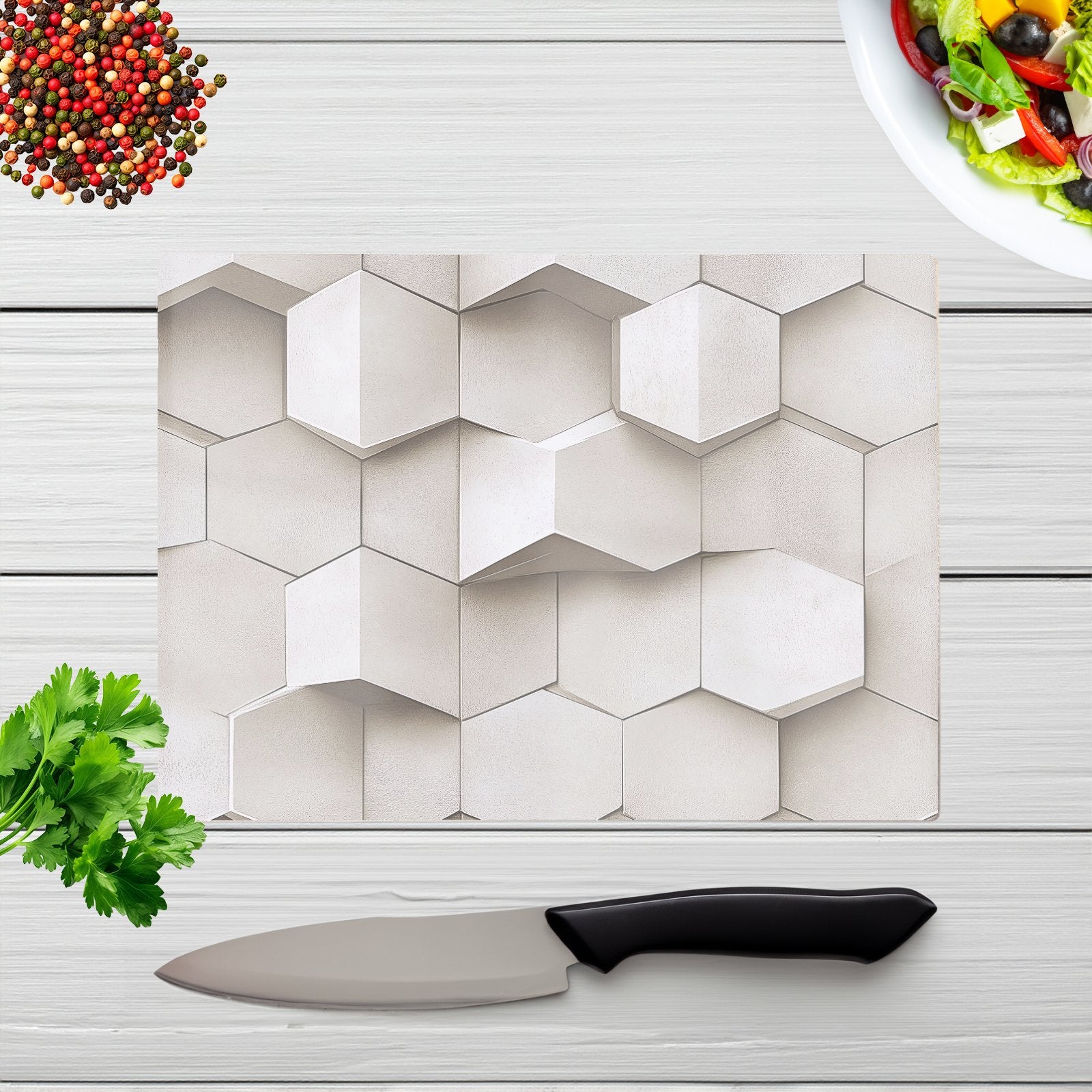 Light Dove Grey Geometric Chopping Board