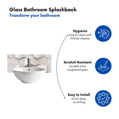Light Dove Grey Geometric Glass Bathroom Splashback