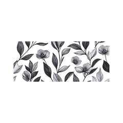Hand Drawn Leaves And Flowers Glass Bathroom Splashback