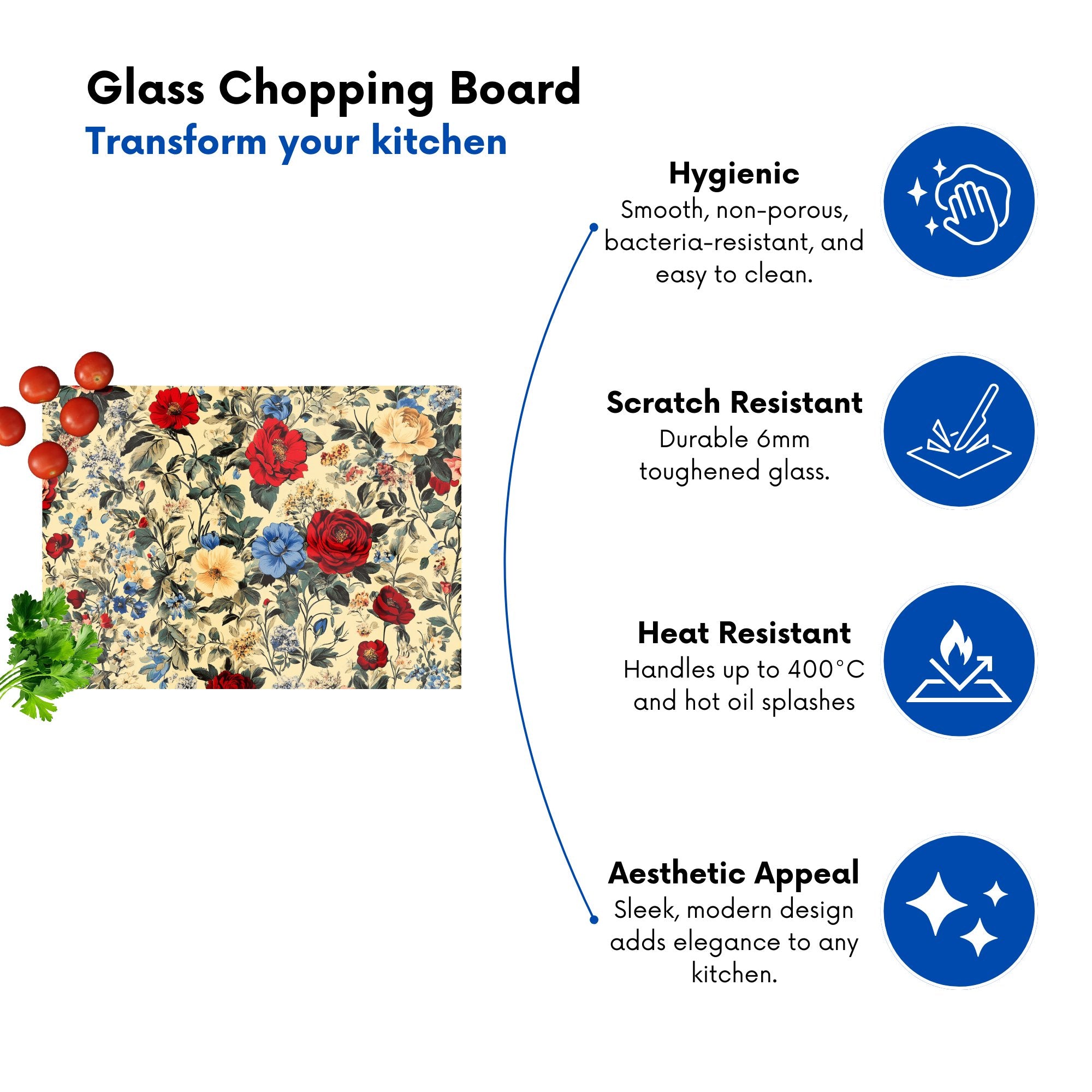 Vintage Roses And Buds Chopping Board