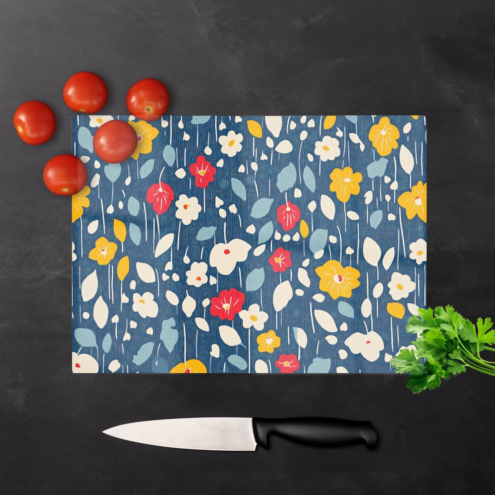 Falling Flowers In The Rain Chopping Board