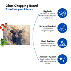 Moody Splashart Highland Cow Chopping Board