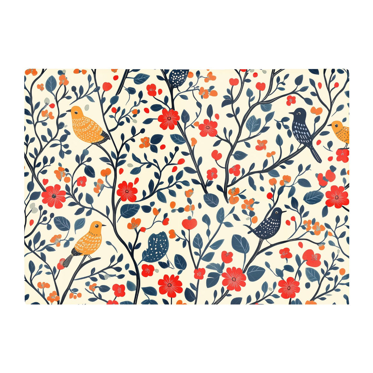 Woodland Birds And Flowers In The Trees Chopping Board
