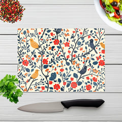 Woodland Birds And Flowers In The Trees Chopping Board